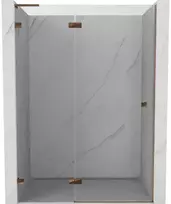 Dušo durys Mexen Lunar L, kairė, 130 cm, transparent/rose auksinis