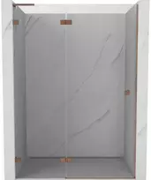 Dušo durys Mexen Lunar L, kairė, 130 cm, transparent/brushed copper