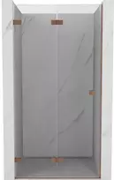 Dušo durys Mexen Lunar-F, sulankstomos, kairė, 90 cm, transparent/brushed copper