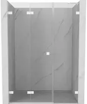 Dušo durys Mexen Lunar-F, sulankstomos, kairė, 150 cm, transparent/baltas