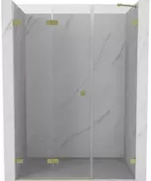 Dušo durys Mexen Lunar-F, sulankstomos, kairė, 115 cm, transparent/brushed auksinis
