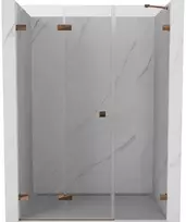Dušo durys Mexen Lunar-F, sulankstomos, kairė, 140 cm, transparent/rose auksinis
