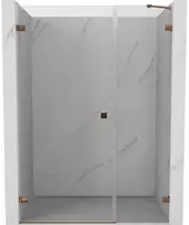Dušo durys Mexen Lunar-B, kairė, 140 cm, transparent/rose auksinis