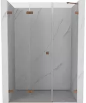 Dušo durys Mexen Lunar-F, sulankstomos, kairė, 120 cm, transparent/brushed copper