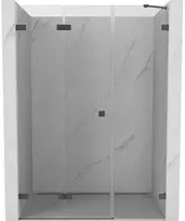 Dušo durys Mexen Lunar-F, sulankstomos, kairė, 125 cm, transparent/brushed gun pilka