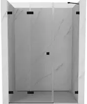 Dušo durys Mexen Lunar-F, sulankstomos, kairė, 145 cm, transparent/juodas