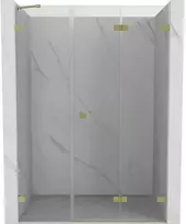 Dušo durys Mexen Lunar-F, sulankstomos, dešinė, 110 cm, transparent/brushed auksinis
