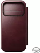 Dėklas Nomad Modern Leather Folio, burgundy (Horween) - iPhone 17 Pro