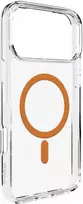 Puro Lite Mag TPU+PC dėklas suderinamas su MagSafe skirtas Apple iPhone 17 Pro – skaidrus su oranžinės spalvos žiedu