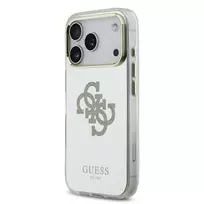 Guess PC/TPU Mirror 4G Glitter Logo MagSafe dėklas skirtas Apple iPhone 17 Pro Gold