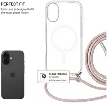 Fixed FIKSUOTAS „MagPure“ kaklo dėklas su rožiniu dirželiu, skirtas „Apple iPhone 17“