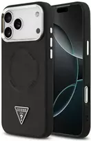 Guess PU Leather Triangle Logo MagSafe dėklas skirtas Apple iPhone 17 Pro Max juodos spalvos
