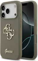 Guess Silicone Big 4G Script dėklas skirtas Apple iPhone 17 Pro Max rudos spalvos
