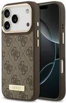 Guess 4G Logo Plate MagSafe dėklas skirtas Apple iPhone 17 Pro rudos spalvos