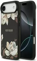 Guess Grained Flowers Classic Logo MagSafe dėklas skirtas Apple iPhone Air juodos spalvos