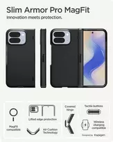Dėklas Spigen „Slim Armor Pro MagSafe“, juodas – „Google Pixel 10 Pro Fold“
