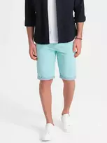 Denim Vyriški chino šortai su džinso apdaila - turkio spalvos v4 w421