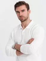 Collar vyriški ilgarankoviai marškinėliai su polo apykakle – balti v1 om-pobl-0114