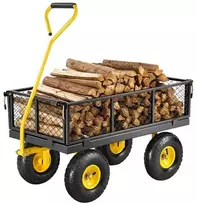 Plieninis sodo vežimėlis 226.80 kg, kiemo vežimas, 10 colių ratai, talpus, tvirtas, sodui
