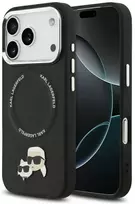 Karl Lagerfeld Karl & Choupette Pins MagSafe dėklas skirtas Apple iPhone 17 Pro Max juodos spalvos