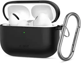 „Tech-Protect“ silikoninis dėklas su kabliuku, skirtas „AirPods Pro 3“ ausinėms - Juodas
