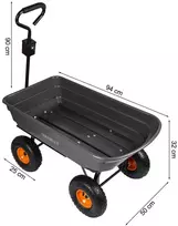 Sodo vežimėlis, transportavimo vežimėlis, sunkiasvoris sodo išvertimo vežimėlis, 75L talpa, 300kg keliamoji galia
