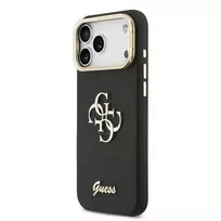Guess PU Grained 4G Logo Stand Camera Frame dėklas skirtas Apple iPhone 17 Pro Max juodos spalvos