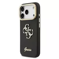 Guess PU Grained 4G Logo Stand Camera Frame dėklas skirtas Apple iPhone 17 Pro juodos spalvos