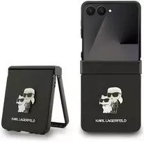 Karl Lagerfeld Saffiano Karl&Choupette Pin dėklas skirtas Samsung Galaxy Z Flip7 Juodas