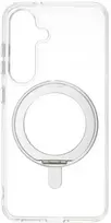 Dėklas FoneKit Premium Kickstand MagSafe-yhteensopiva suojakuori jalustalla, Samsung Galaxy S25, läpinäkyvä