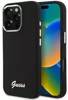 Dėklas Guess GUHCP16XSMBSLK Apple iPhone 16 Pro Max 6.9" juodos spalvos hardcase Silicone Script Metal Logo & Frame