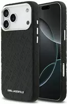 Karl Lagerfeld Grained PU Repeated Logo MagSafe dėklas skirtas Apple iPhone 17 Pro Max juodos spalvos