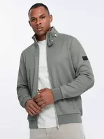 Fleece Aukšta apykaklė, vilnos pamušalu dengta striukė - chaki spalvos v3 om-janp-0154
