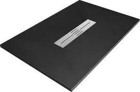 Stačiakampis dušo padėklas Mexen Toro SMC, 140 x 90 cm, Juodas+Inox