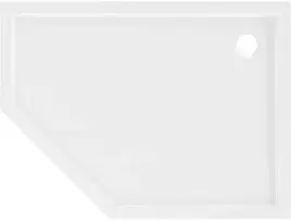 Dušo padėklas Mexen Flow Slim, penkiakampis, dešininis, 90 x 80 cm, Baltas gloss