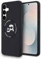 Dėklas Karl Lagerfeld Silicone Karl&Choupette Heads MagSafe skirtas Samsung Galaxy S25 FE juodos spalvos