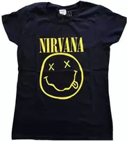 Rock Nirvana Geltona Happy Face Moteriški Marškinėliai, Dydis: XL