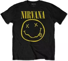 Rock Marškinėliai Nirvana Geltona Happy Face, Dydis: XL