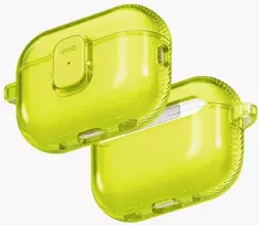 „Uniq Glase Pro“ dėklas, skirtas „AirPods Pro 3“ ausinėms, su užraktu – permatomas, geltonas
