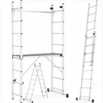 Aliuminio darbo platforma, pastolių kopėčios, 3-in-1 daugiafunkcinės kopėčios, didelės apkrovos darbo platforma, 150 kg talpos darbo platforma