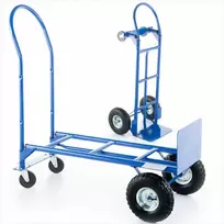 Sandėlio vežimėlis, 2-in-1 transportavimas, 250 kg talpa, plieninė konstrukcija, pneumatiniai ratai, sunkiasvoris platforminis vežimėlis