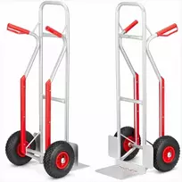 Aliumininis rankinis vežimėlis, 200 kg talpa, sandėliui ir parduotuvei, pneumatinės padangos, dvigubas rėmas, sunkiasvoris vežimėlis