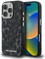 Karl Lagerfeld IML Leopard Modelio MagSafe dėklas iPhone 16 Pro - Juodas