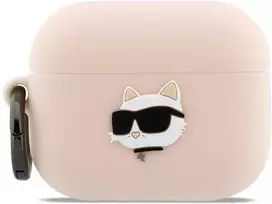Karl Lagerfeld 3D Logo NFT Choupette Head Silicone dėklas skirtas AirPods Pro 3 Rožinė
