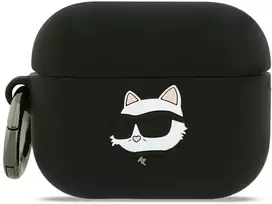 Karl Lagerfeld 3D Logo NFT Choupette Head silikoninis dėklas skirtas AirPods Pro 3 juodos spalvos