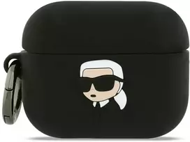 Karl Lagerfeld 3D Logo NFT Karl Head Silicone dėklas skirtas AirPods Pro 3 juodos spalvos