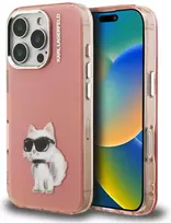 Dėklas Karl Lagerfeld IML Aquarelle Choupette & Logo Case for iPhone 16 Pro Max - Rožinė