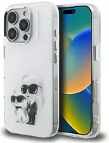 „Karl Lagerfeld IML Aquarelle Karl & Choupette & Logo“ dėklas, skirtas „iPhone 16 Pro Max“ - Baltas