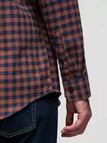 Blue Vyriški languoti flaneliniai marškiniai – tamsiai mėlyni ir juodi v6 om-shcs-0150