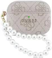 Guess PU 4G Classic Logo Pearl Strap dėklas skirtas Apple AirPods Pro 3 rožinės spalvos